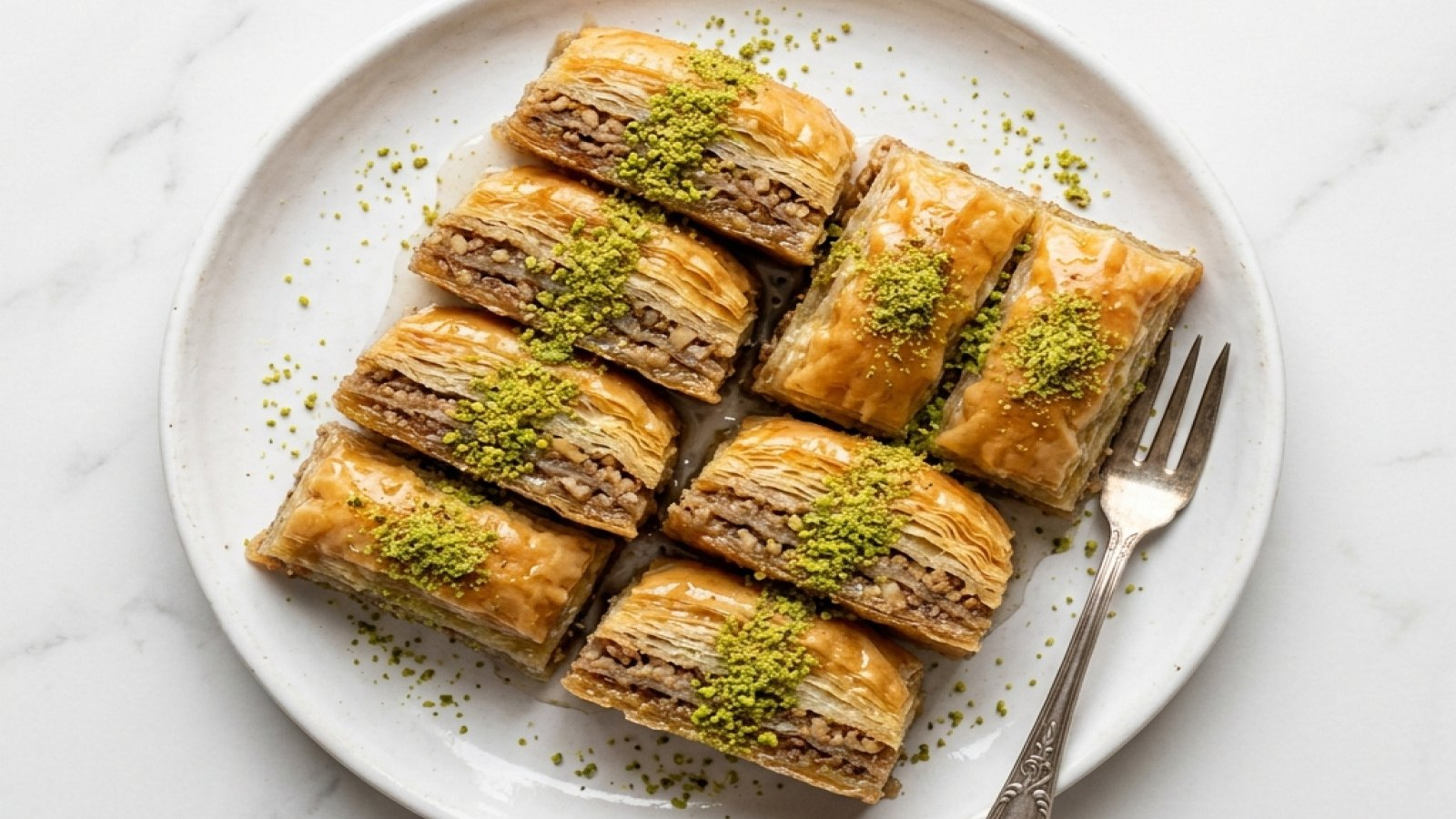 Yapay zekâ ile üretilmiş editoryal illüstrasyon: Baklava Dilimi özel sunumu