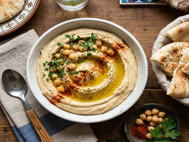Yapay zekâ ile üretilmiş görsel: Humus özel sunumu