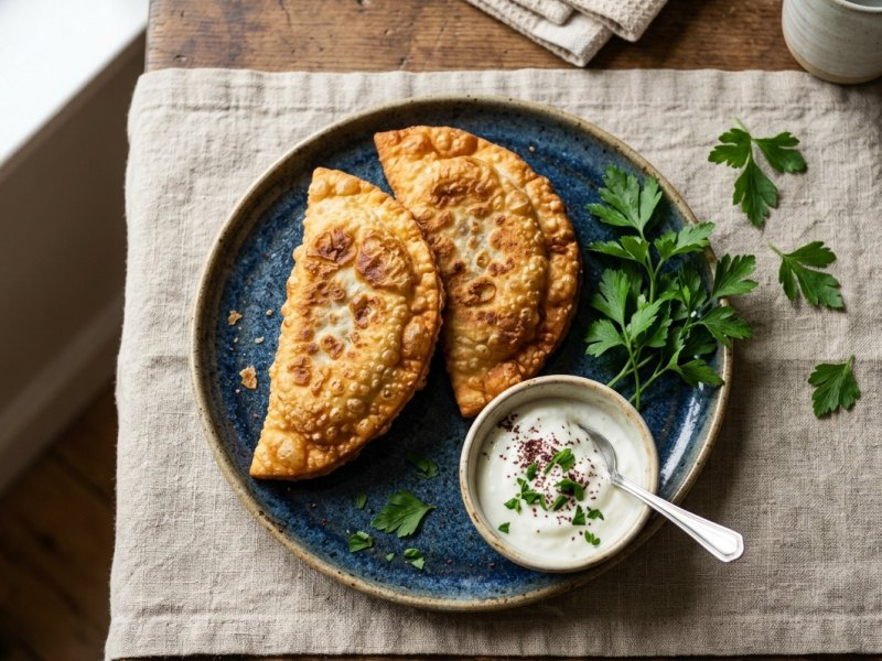 Yapay zekâ ile üretilmiş görsel: Çiğ Börek servis edilmiş hâlde