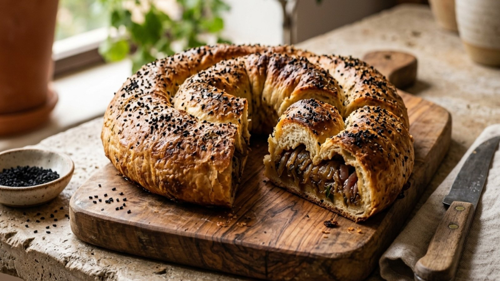 Soğanlı Çörek (Traditionelles mediterranes Rezept)