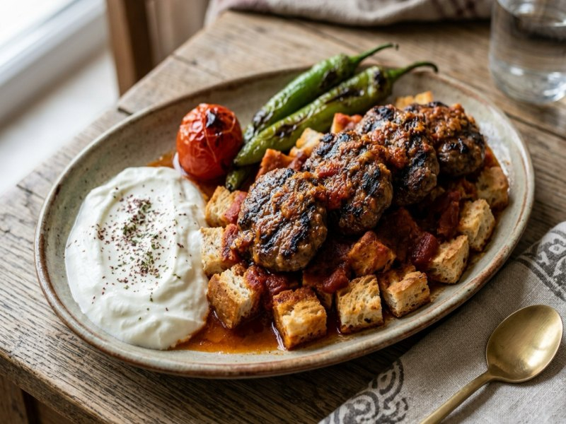 Yapay zekâ ile üretilmiş görsel: Pideli Köfte servis edilmiş hâlde